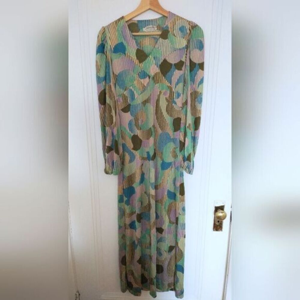 Psychedelic  Vintage Floor Length Dress by Gypsie - Made in France, Size 3 (XS)​
